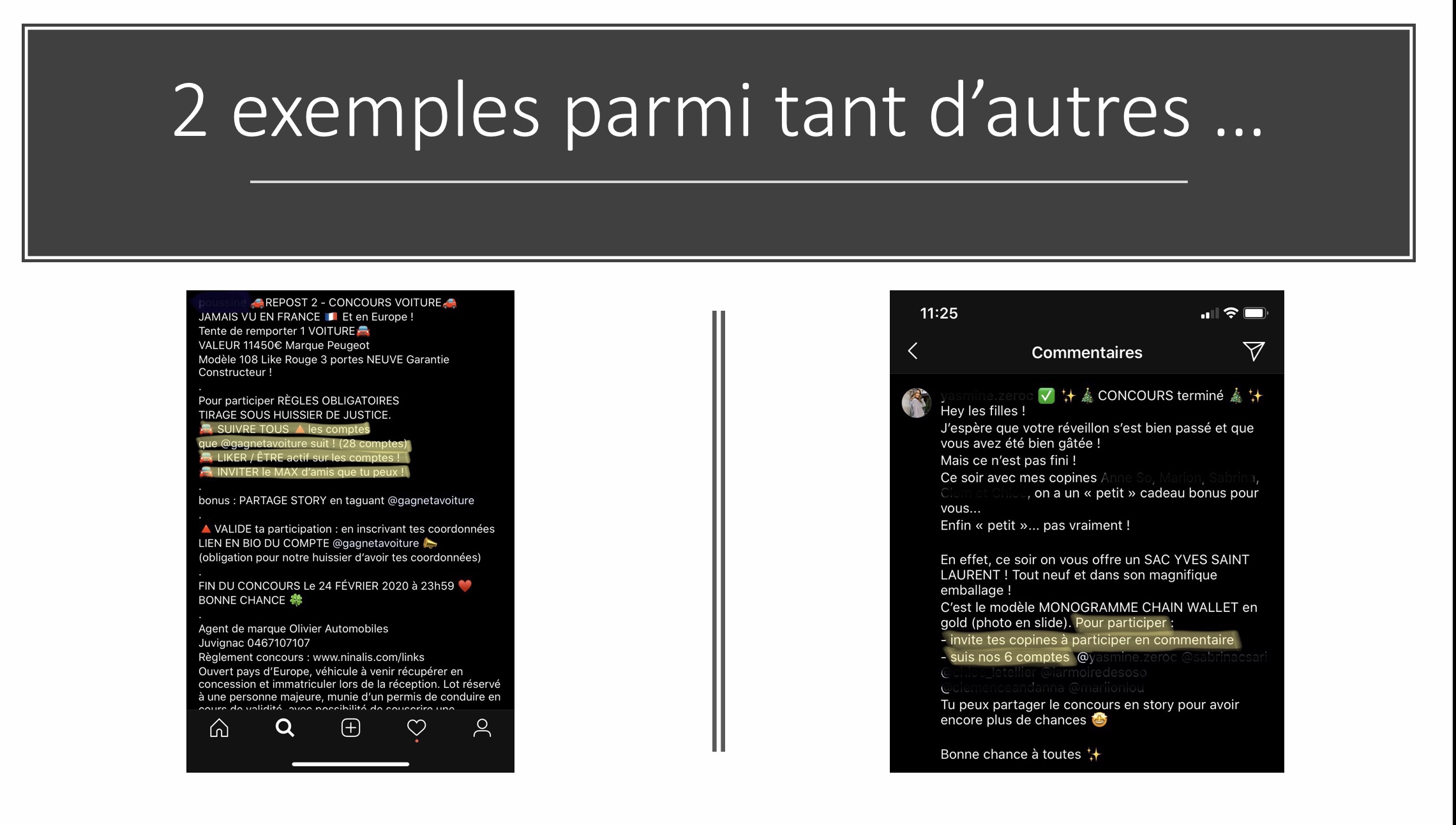Exemples de concours instagram